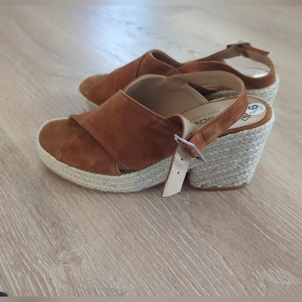 Conchisa Brown Suede Platform Espadrille Shoes Sandals Size 9.5